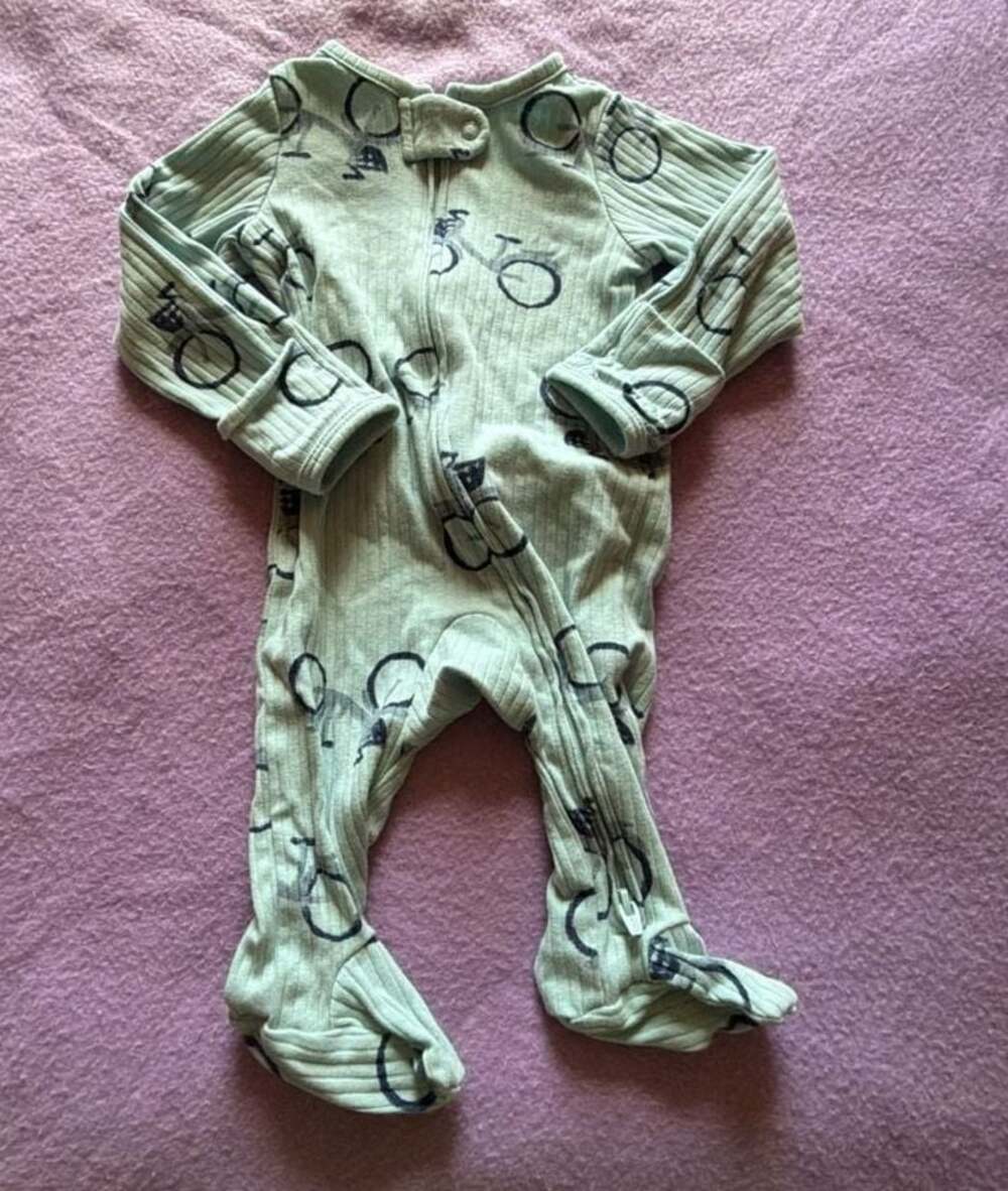 Carter's Child of Mine Ribbed Zip-Up Footed Sleeper with Bicycle Print, 0-3 Mont